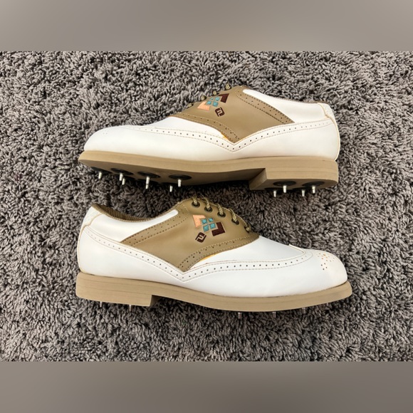 Footjoy GreenJoys Womens Size 8M Wingtip Golf Shoes White Brown Style 48868 - Picture 7 of 10